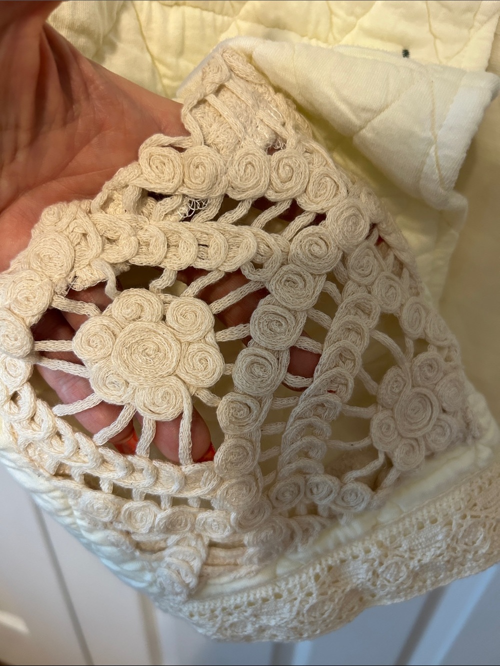 POL Cream Crochet Floral Embroidery Hooded Jacket Detail - Picture 2 of 7
